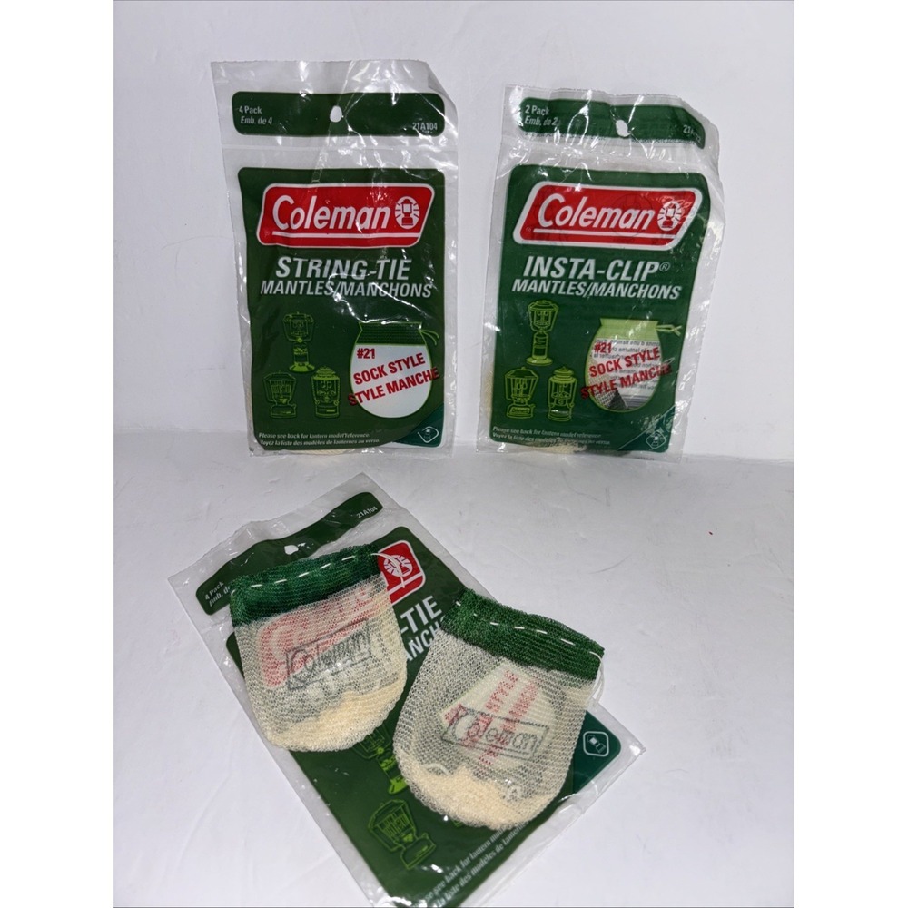 Coleman Lantern Mantles #21 String Tie & Insta Clip Total Of 8 Mantles